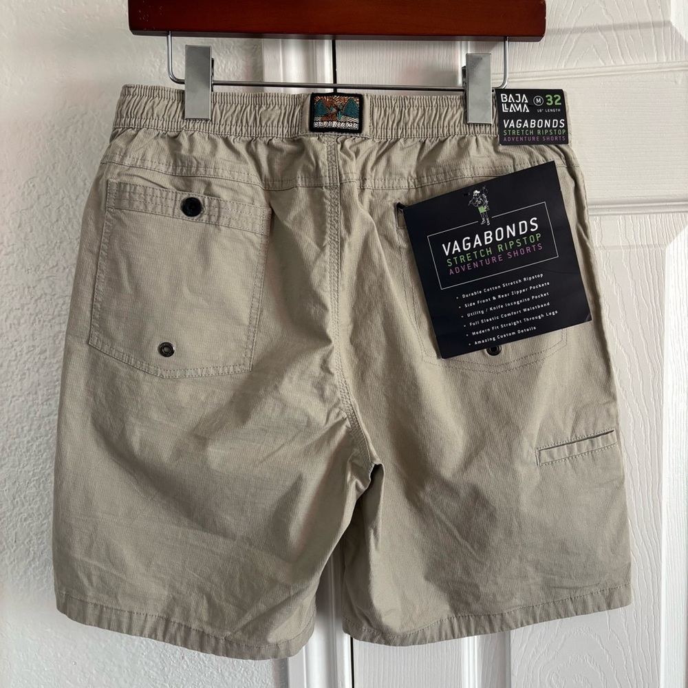 Baja‎ Llama VAGABOND 18" STRETCH COTTON RIPSTOP ADVENTURE SHORTS KHAKI Size 32